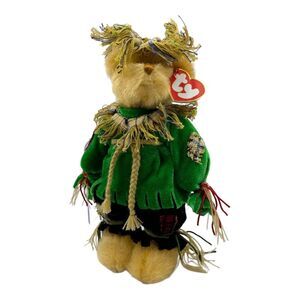Ty Beanie Babies Attic Treasures ALFALFA Scarecrow Bear Halloween Fall RETIRED